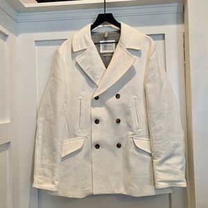 Cream / winter white pea coat Paul Taylor